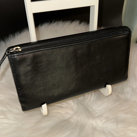 Coach Alexandra Slim Envelope Wallet Black Leather w Signature CC Silver Clasp - Picture 4 of 10